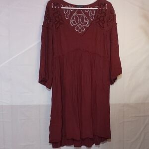 American Eagle Outfitters Burgundy Flowing Sleeve Dress, Boho, Medieval, Fairy